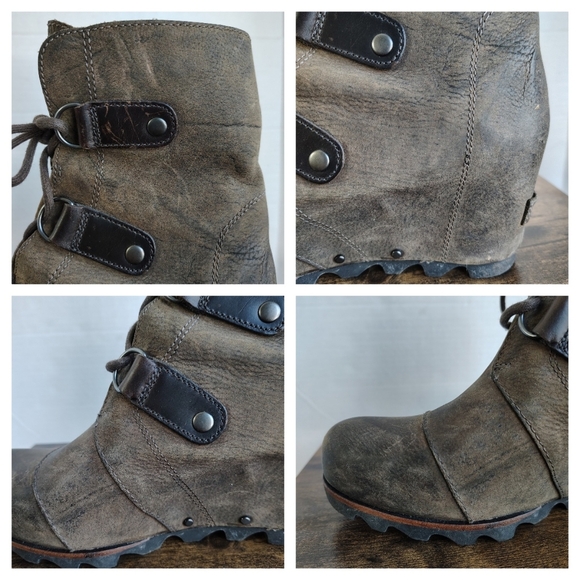Sorel Joan of Arctic Brown Wedge Boot Lace Up Size 10 - Picture 5 of 16